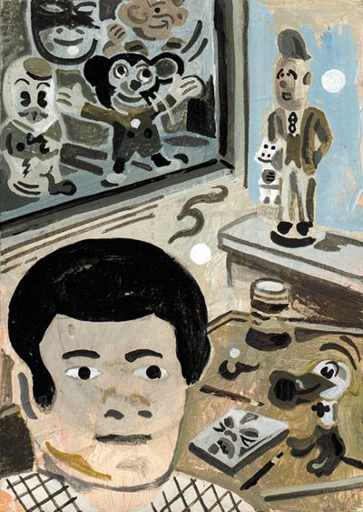 Selbstporträt (für Brand Eins), 2008, Mischtechnik