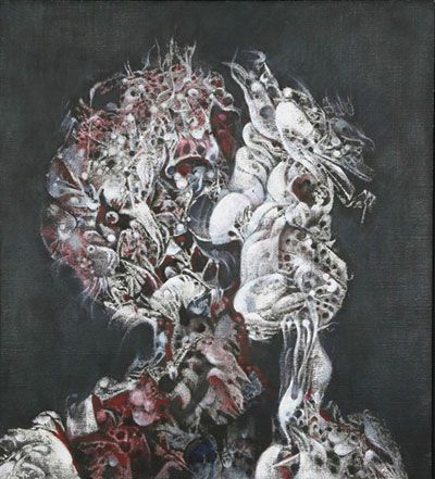 Hinter der Maske. 2005/06, Öl auf Leinwand, 55x50 cm