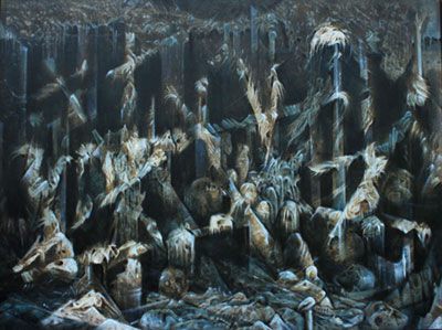 Der Unterstand. 2004, Öl auf Leinwand, 120x160 cm