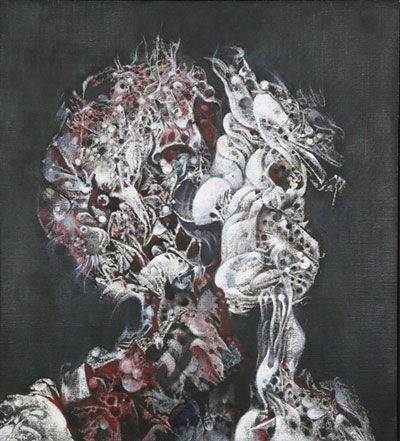 Hinter der Maske. 2005/06, Öl auf Leinwand, 55x50 cm