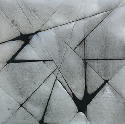 Iris Vitzthum: Abstrakte Thesen. 2017, Tusche auf Hochglanzpapier, 50 x 50 cm