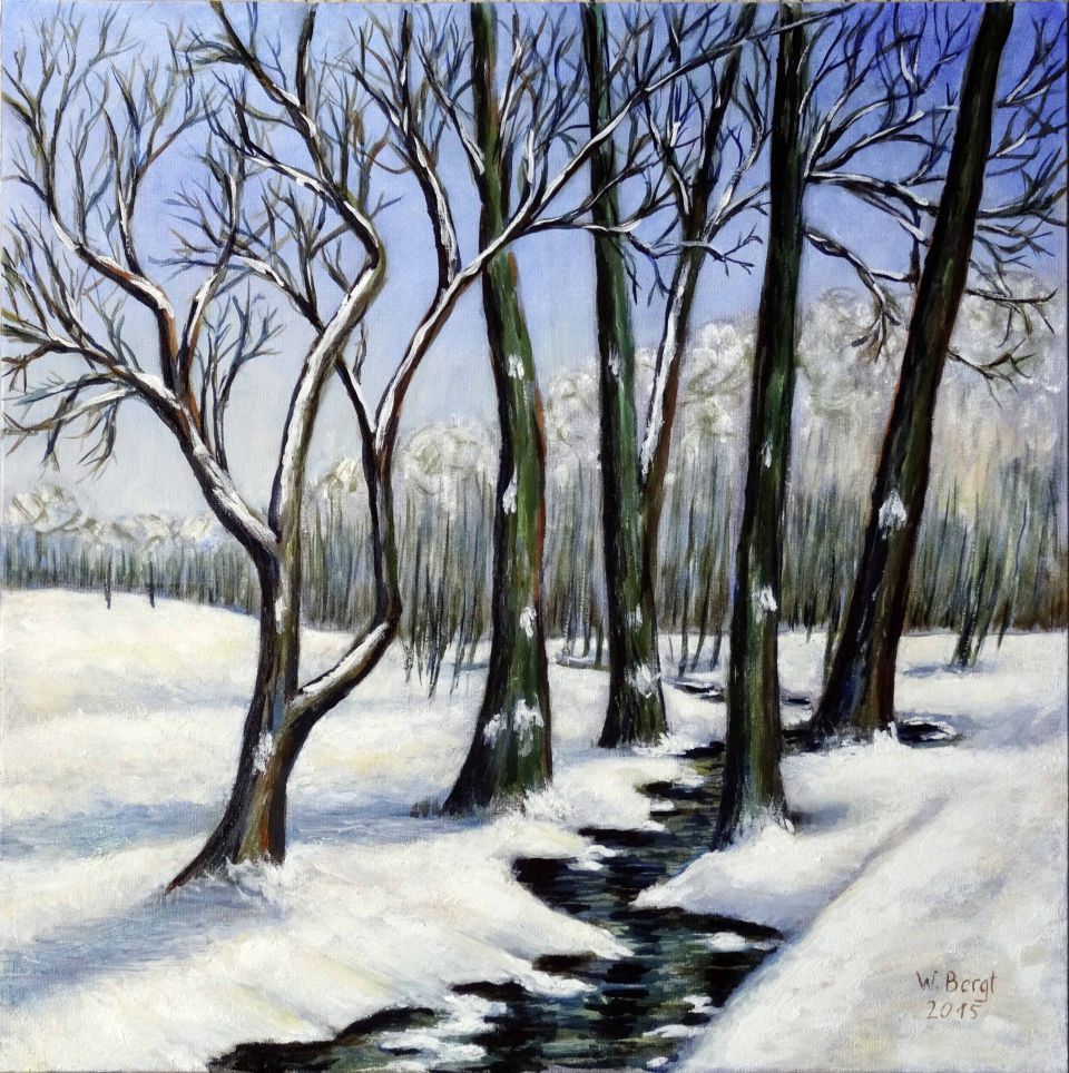 Wolfgang Bergt: Winterlicher Park in Marienbad, 2015, Mischtechnik