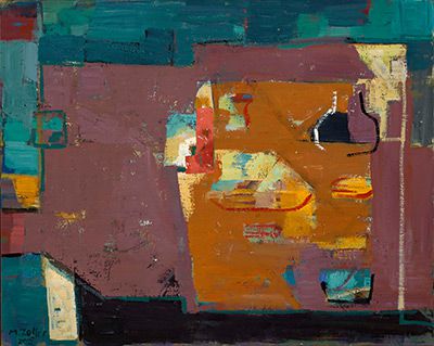 Manfred Zoller: Stillleben mit rotem Gegenstand, 2015 Öl auf Leinwand