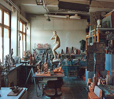 Atelier Wolfgang Friedrich, Rostock-Lichtenhagen, 1990er Jahre (Foto: Archiv Wolfgang Friedrich)
