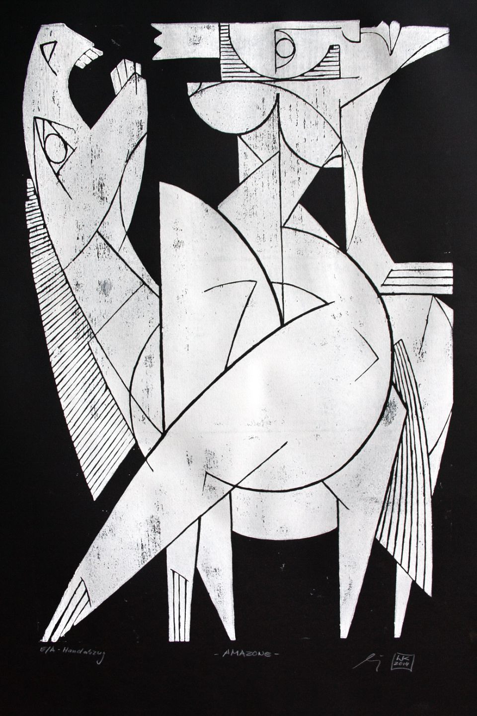 Jan Witte-Kropius: Amazone. 2013, Holzschnitt