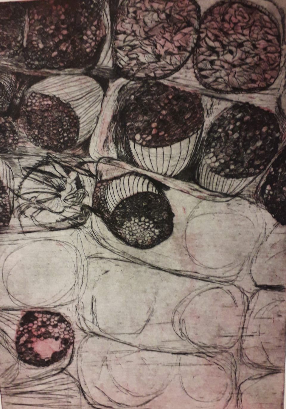 Petra Steeger: Liebesperlen. 2020, Radierung/ Strichätzung, Doppeldruck