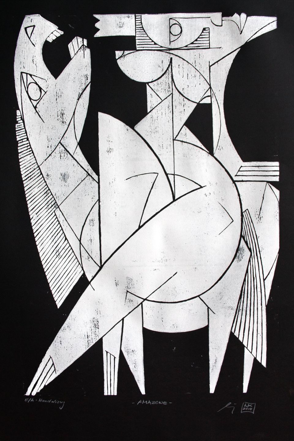 Jan Witte-Kropius: Amazone. 2013, Holzschnitt