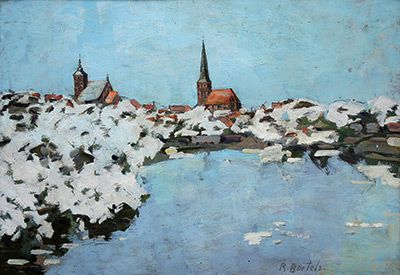 Rudolf Bartels: Rostock im Winter, um 1920, Öl (Leihgabe Kunstmuseum Schwaan)