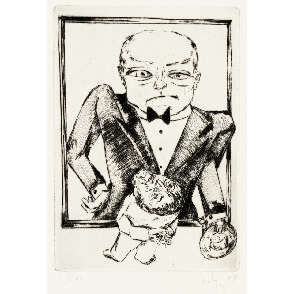 Joachim John . Beim großen Max [Beckmann] Kaltnadelradierung, 1985