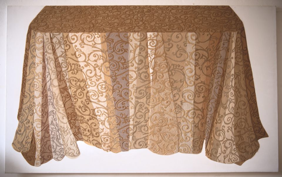 Birgit Maria Wolf: Tabula Rasa. 2020, Sand auf Leinwand (260 x 160 cm)