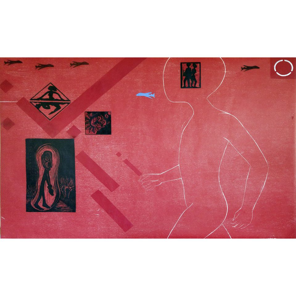 Britta Matthies: Eden?. Holzschnitt auf Wenzhou-Papier, 2005/2023, 70 x 100 cm