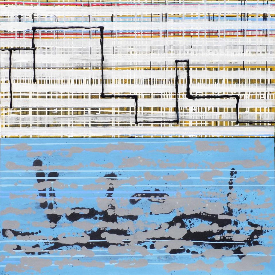 Matthias Wegehaupt: Weiße Stadt am Meer. Acryl/Leinwand, 2020, zweiteilig, je 80x160 cm