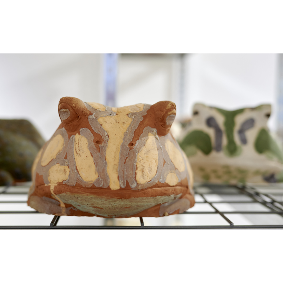 Reinhard Thürmer: Ceratophrys. Ton, handbemalt, 2020
