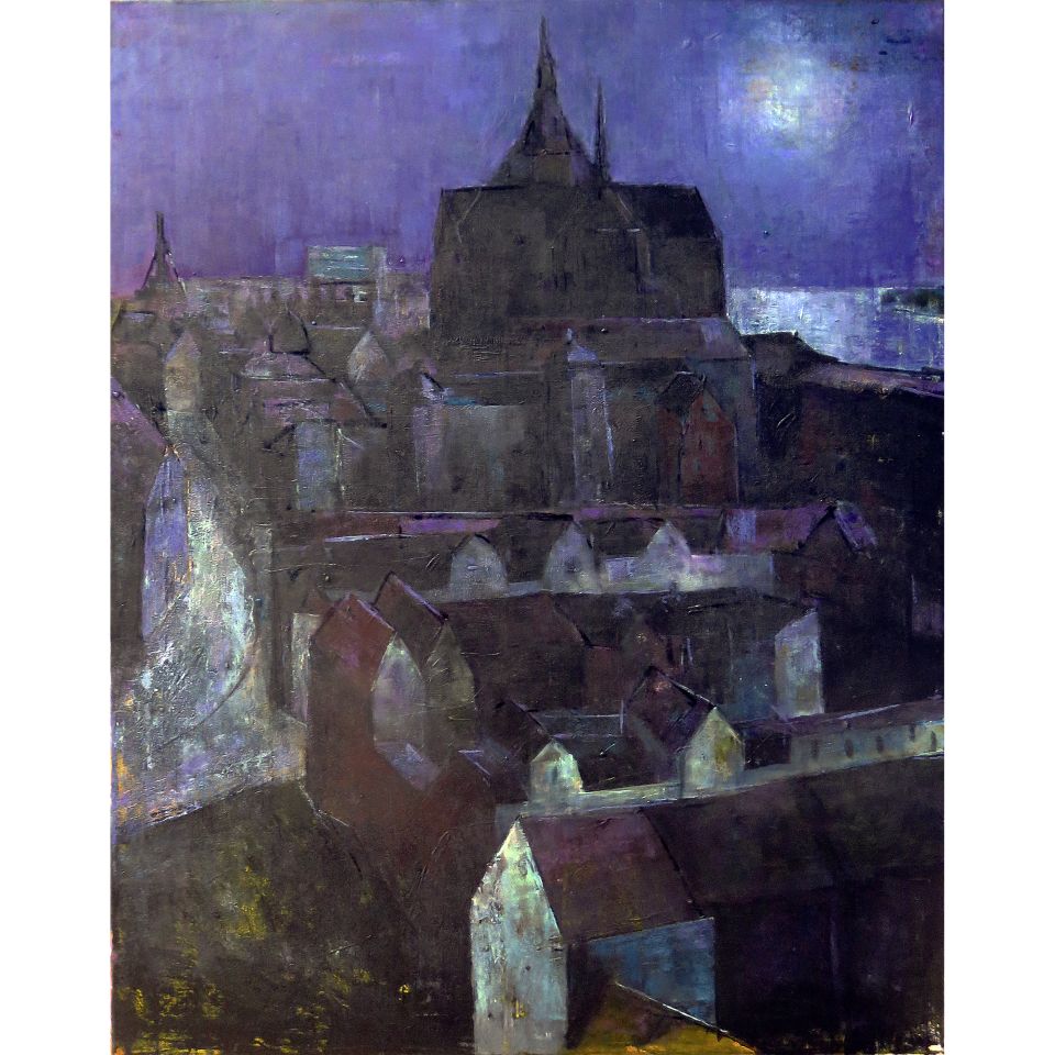 Arne Boysen: Rostock. Acryl auf Leinwand, 2021, ca. 90x70 cm