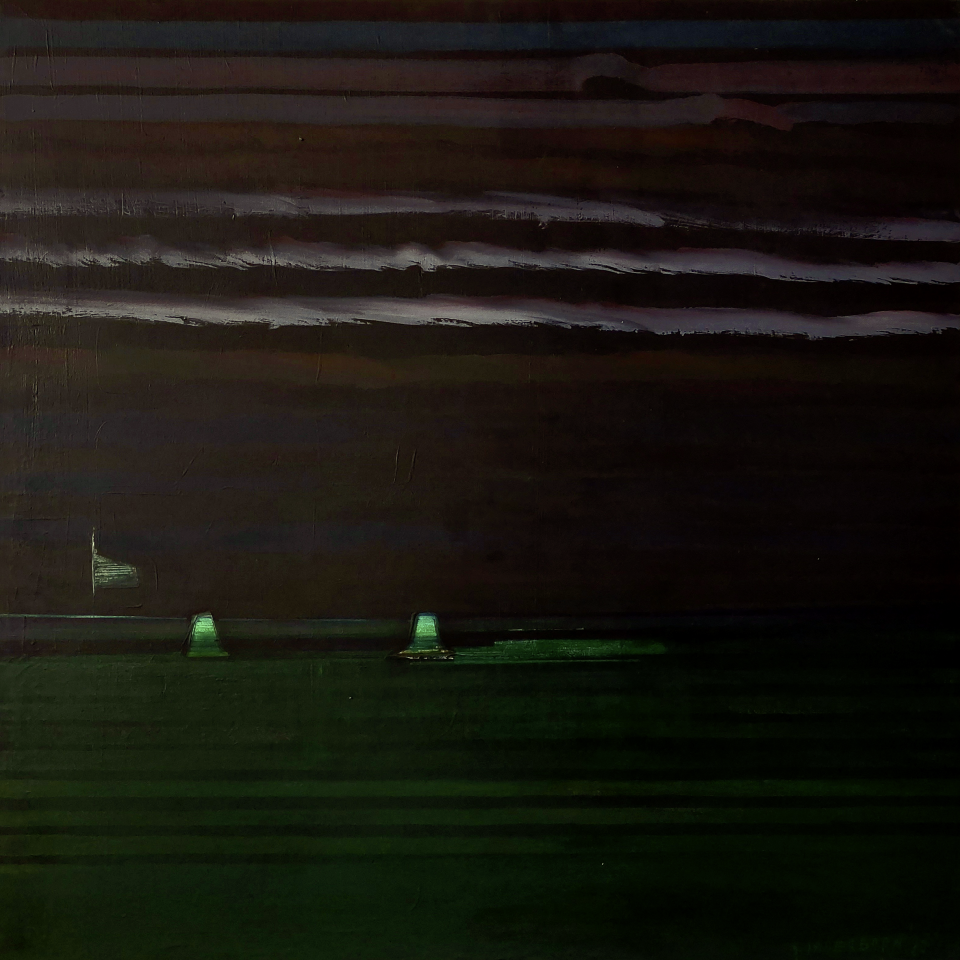 Grit Sauerborn: ..kuckuck..., Acryl, Tusche auf Leinwand, 2020, 120x120