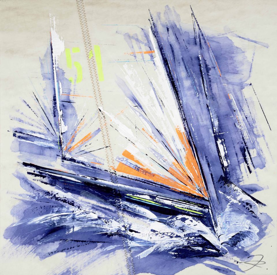 Jeannine Rafoth: Winner, Malerei auf Segeltuch (Acryl, Mischtechnik), 2021, 60x60 cm (340,00 €)