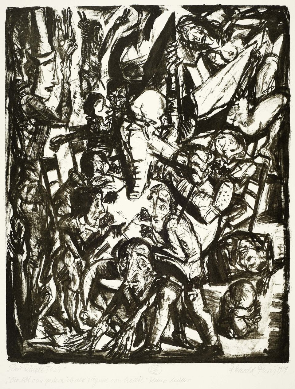 Ronald Paris | Der runde Tisch | Lithografie | 1989 | E/A | 53 x 42,5 cm
