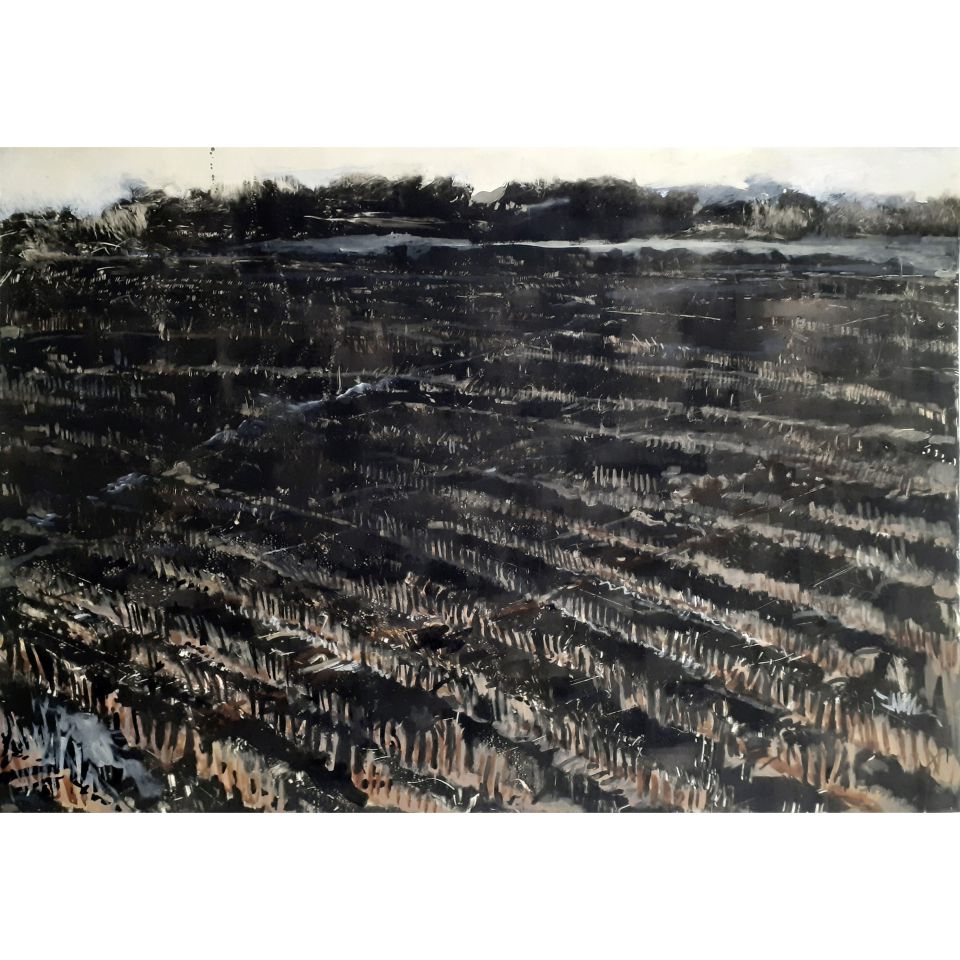 Andreas Grellmann . Agrarlandschaft . Monotypie, Aquarell . 2016