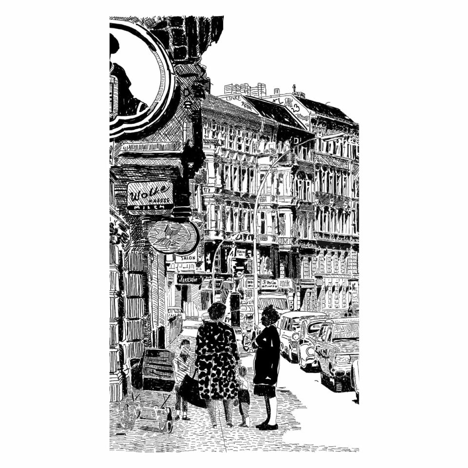 Matthias Dettmann, Faschistenjagd. nach einem Text von Guston Salvatore, 1997. Handzeichnung, 2025