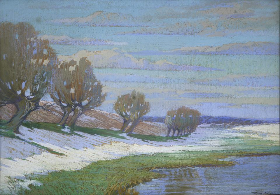 Thuro Balzer: Frühlingsschnee, Pastell, o.J. (Leihgabe: Dieter Buss, Rostock)