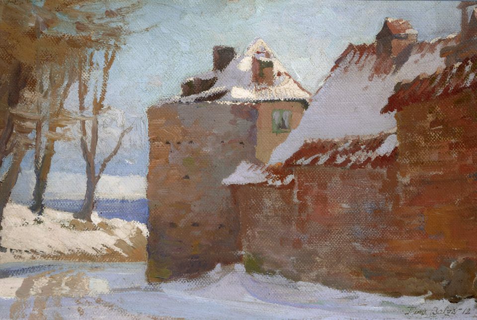 Thuro Balzer: Beim blauen Turm. Öl auf Pappe, 1912 (Leihgabe: Susanne Vogt, Rostock)