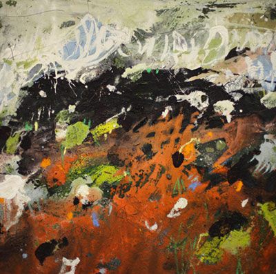 Claudia Tebben: truppel. Mischtechnik auf Leinwand, 2017, 90x90 cm