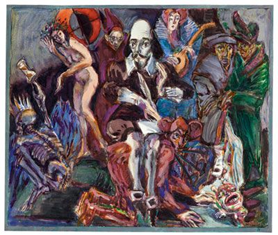 Shakespeare auf einem Narren reitend. 1984, Aquarell