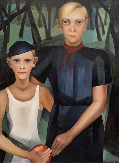 Kate Diehn-Bitt (Gast der V.R.K. 1933): Selbstbildnis mit Sohn, um 1930, Öl (Leihgabe Kunsthalle Rostock)