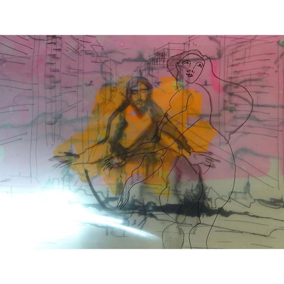 Juliane Ebner: aus der Serie BRANDEN. 2021-23, Mischtechnik auf Folie