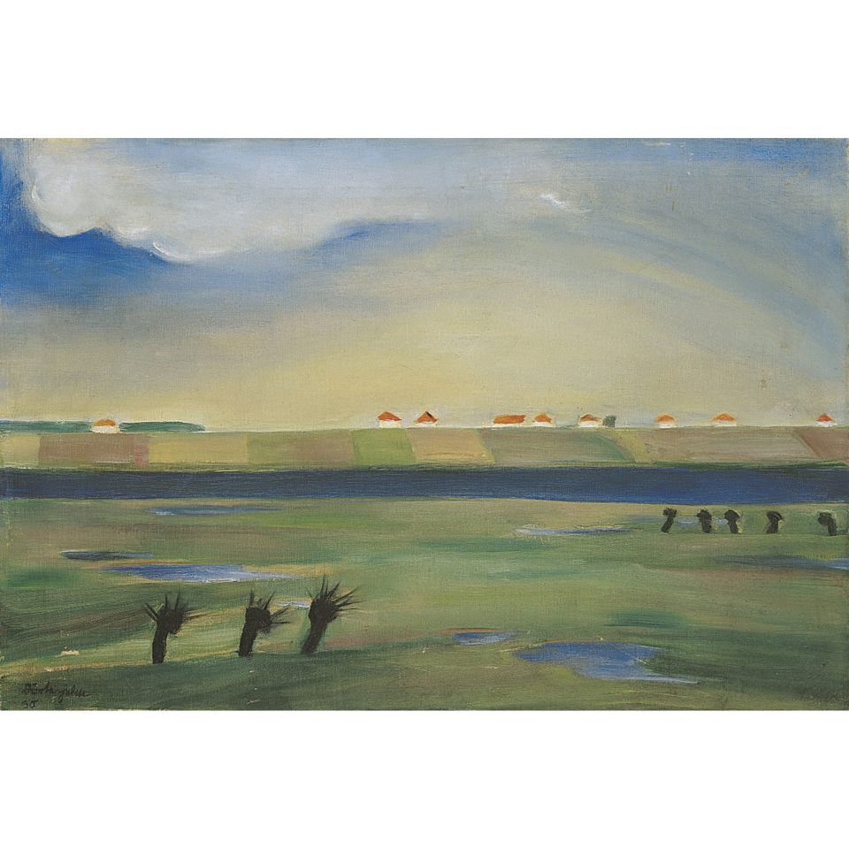 Dörte Helm: Warnowlandschaft. 1930, Öl auf Leinwand, 40x59 cm (Leihgabe Marion Schael)