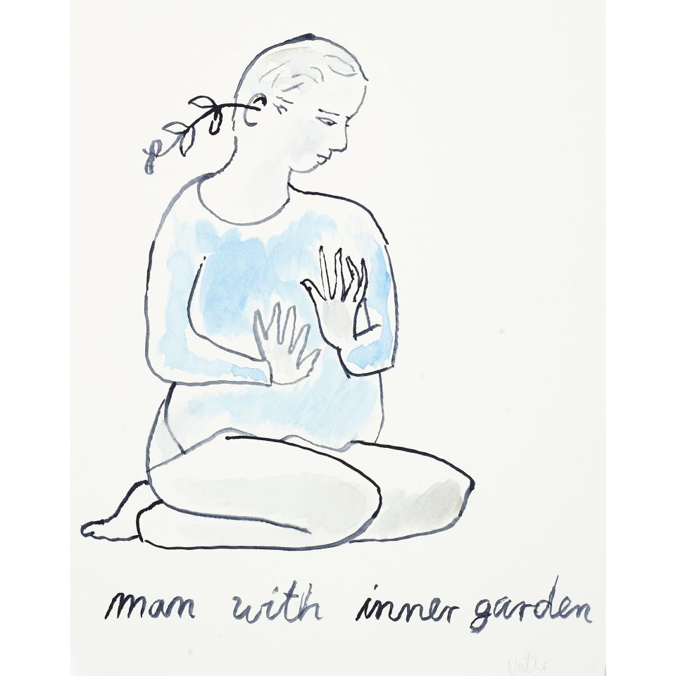 Markus Vater: Man with inner garden. Aquarell, 2014, 26x18 cm