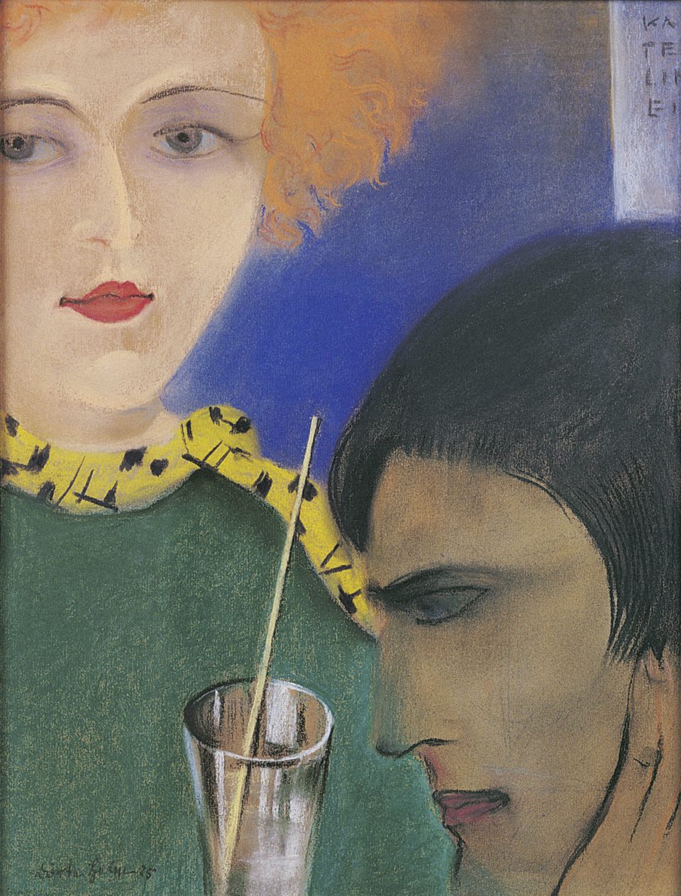 Dörte Helm: o. T. (Doppelbildnis: Günter und Elsa gewidmet). Pastell, 1925, Leihgabe Hans Urbanczyk (Kassel)