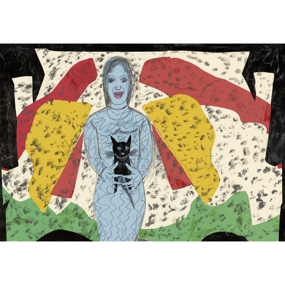 Kate Diehn Bitt, oT (Frau mit Katze). 1975, Collage