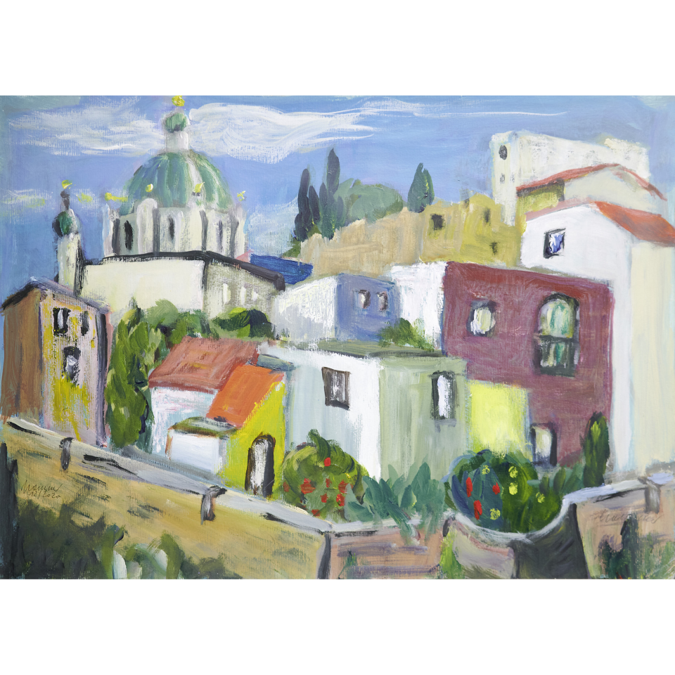 Ulrich Hammer: Die Festung (Teneriffa). Acryl auf Karton, 2020