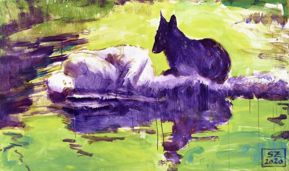 Markusz Schöne: Heimkehr, Acryl auf Leinwand	, 2020, 95x150 cm (1.650,00 €)