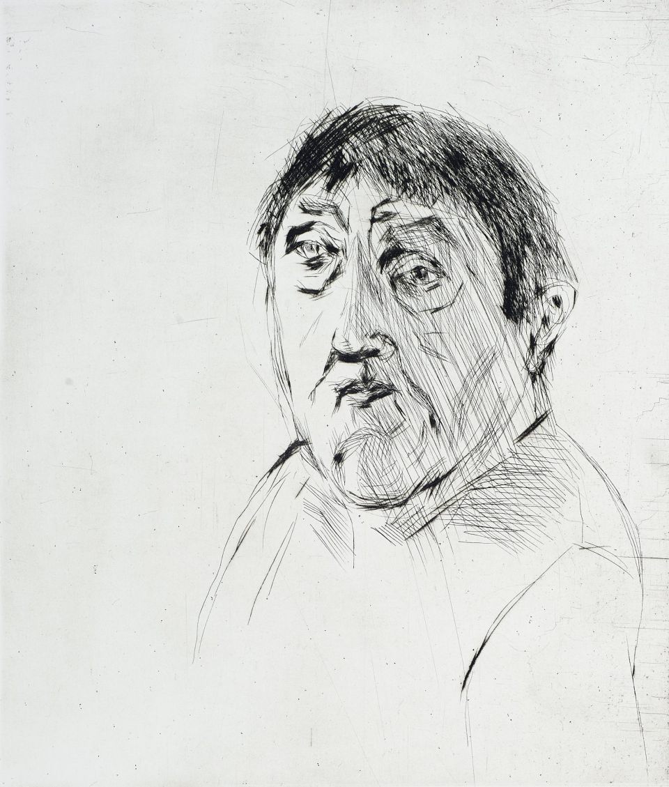 Joachim John | Selbstbildnis | Kaltnadelradierung | 1985 | 26,1 x 22,4 cm